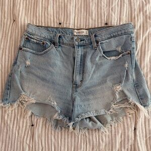Abercrombie & Fitch Light Blue Distressed Jean Shorts